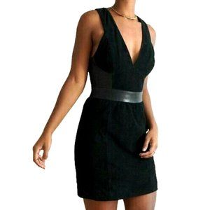 STYLEIN NWT $400 SIZE M L BLACK LAMB LEATHER SUEDE MINI DRESS DESIGNER SWEDEN